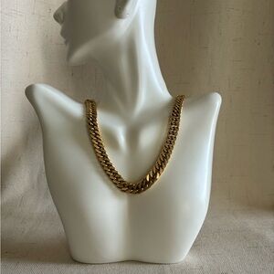 18K Gold Plated Cuban Chain Necklace 18” Stainless Steel Non Tarnish